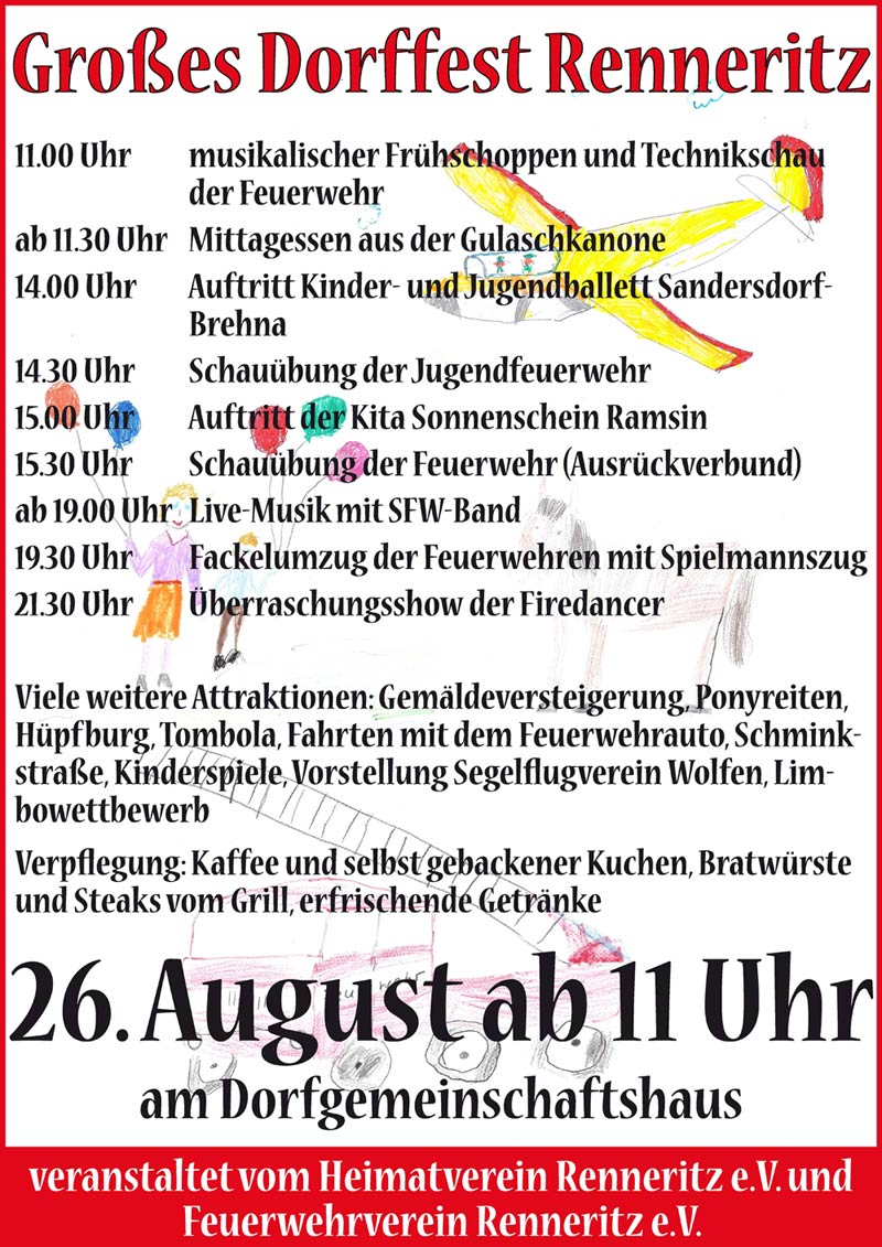 Plakat Dorffest Kinderfest Renneritz 2017